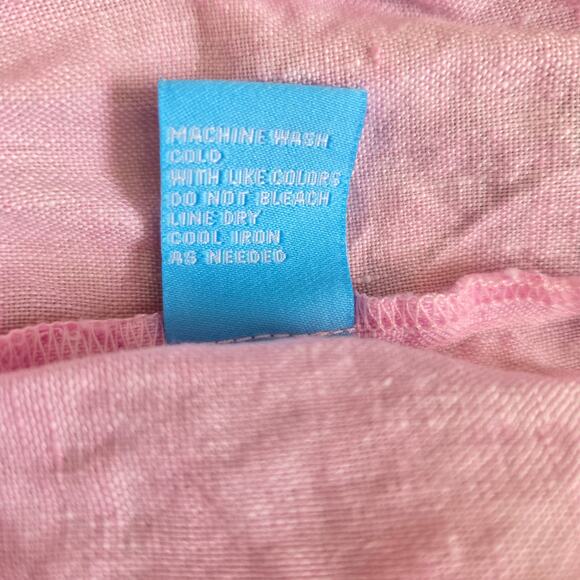 J. McLaughlin Maryann Linen Dress Pink A Line Relaxed Ruffle Women Medium - Picture 13 of 13